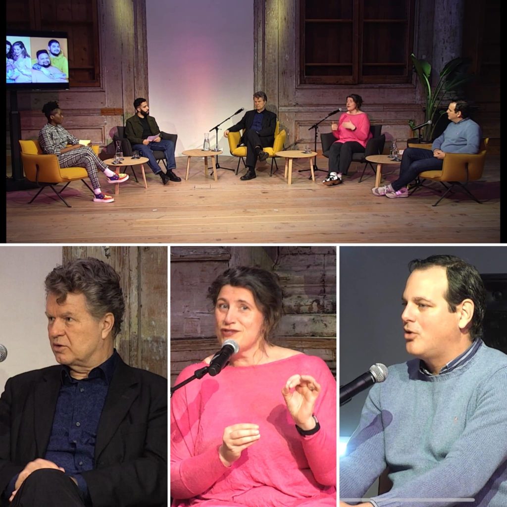 Een collage met hierop portretten van Boris Dittrich, Irene Hemelaar en Angelo Tromp. Ook een overzichtsbeeld met vlnr presentatoren Jennifer Muntslag en Bo Hanna, Boris, Irene en Angelo 